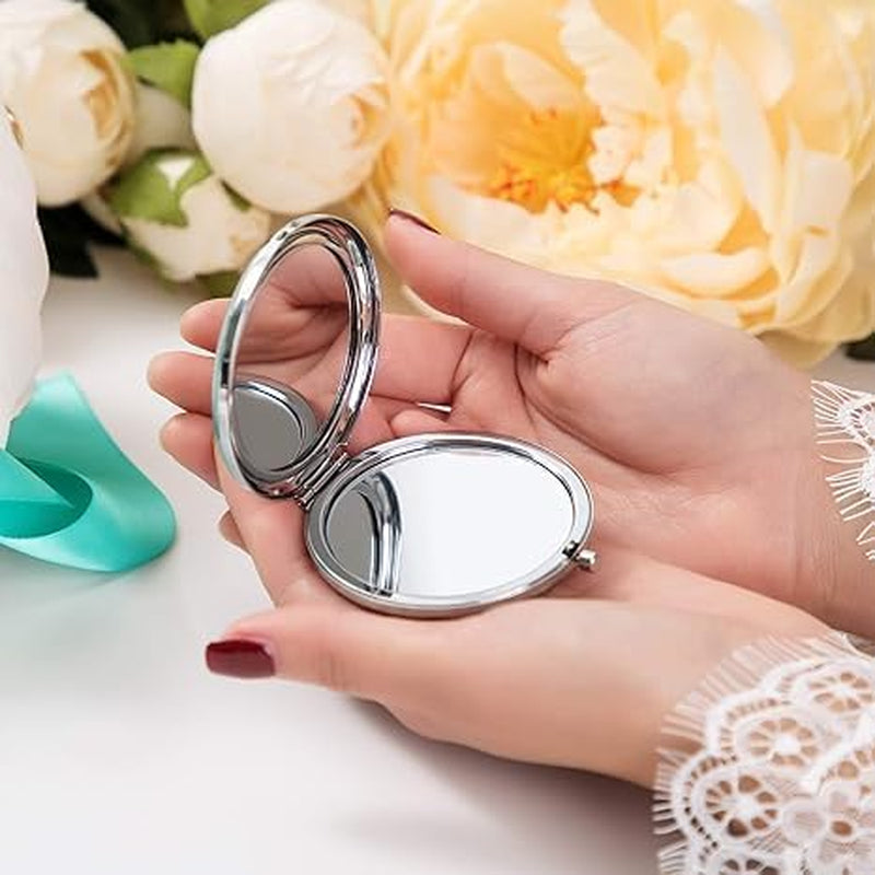 Silver Compact Mirror - Elegant Gift for Daughter