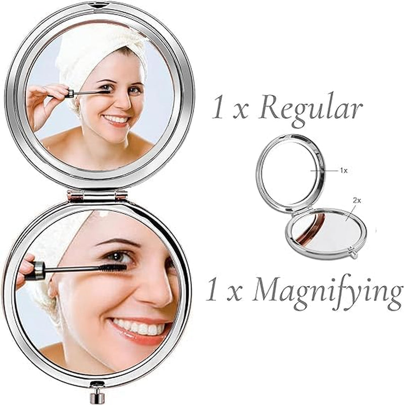 Silver Compact Mirror - Elegant Gift for Daughter