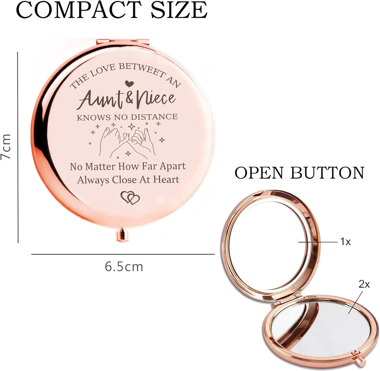 Rose Gold Compact Mirror - Elegant Gift for Aunt & Niece