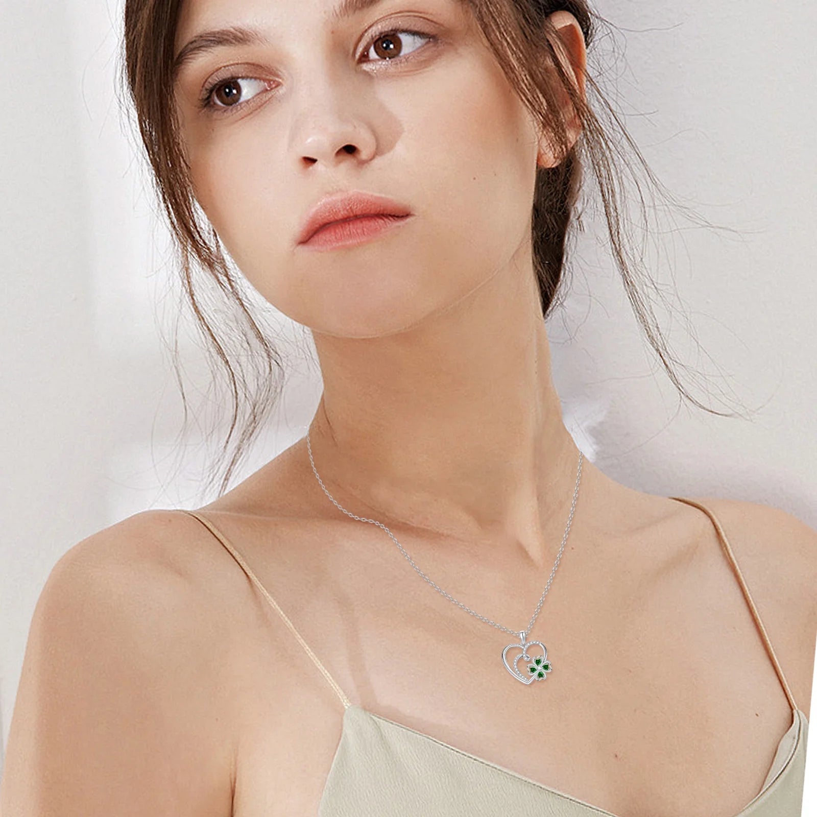 4-Leaf Clover Heart Necklace – Sterling Silver Pendant