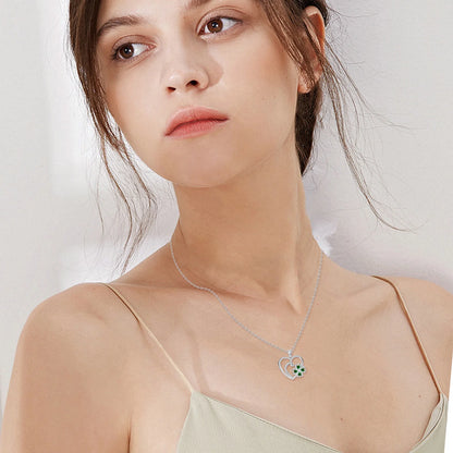 4-Leaf Clover Heart Necklace – Sterling Silver Pendant