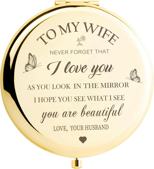 Gold Compact Mirror – Wedding Anniversary or Valentine’s Day Gift