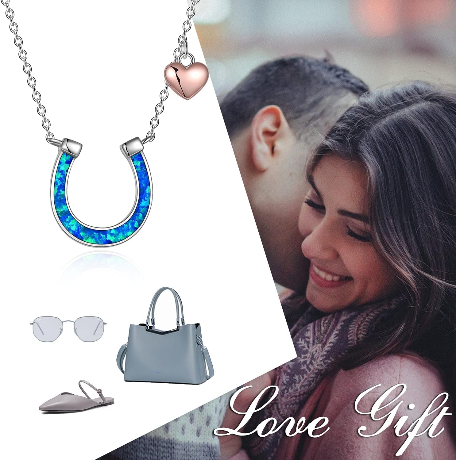 Lucky Horseshoe Necklace – Sterling Silver Horse Pendant Gift for Women