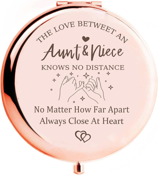 Rose Gold Compact Mirror - Elegant Gift for Aunt & Niece