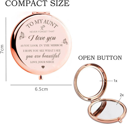 Rose Gold Compact Mirror – Elegant Gift for Aunt
