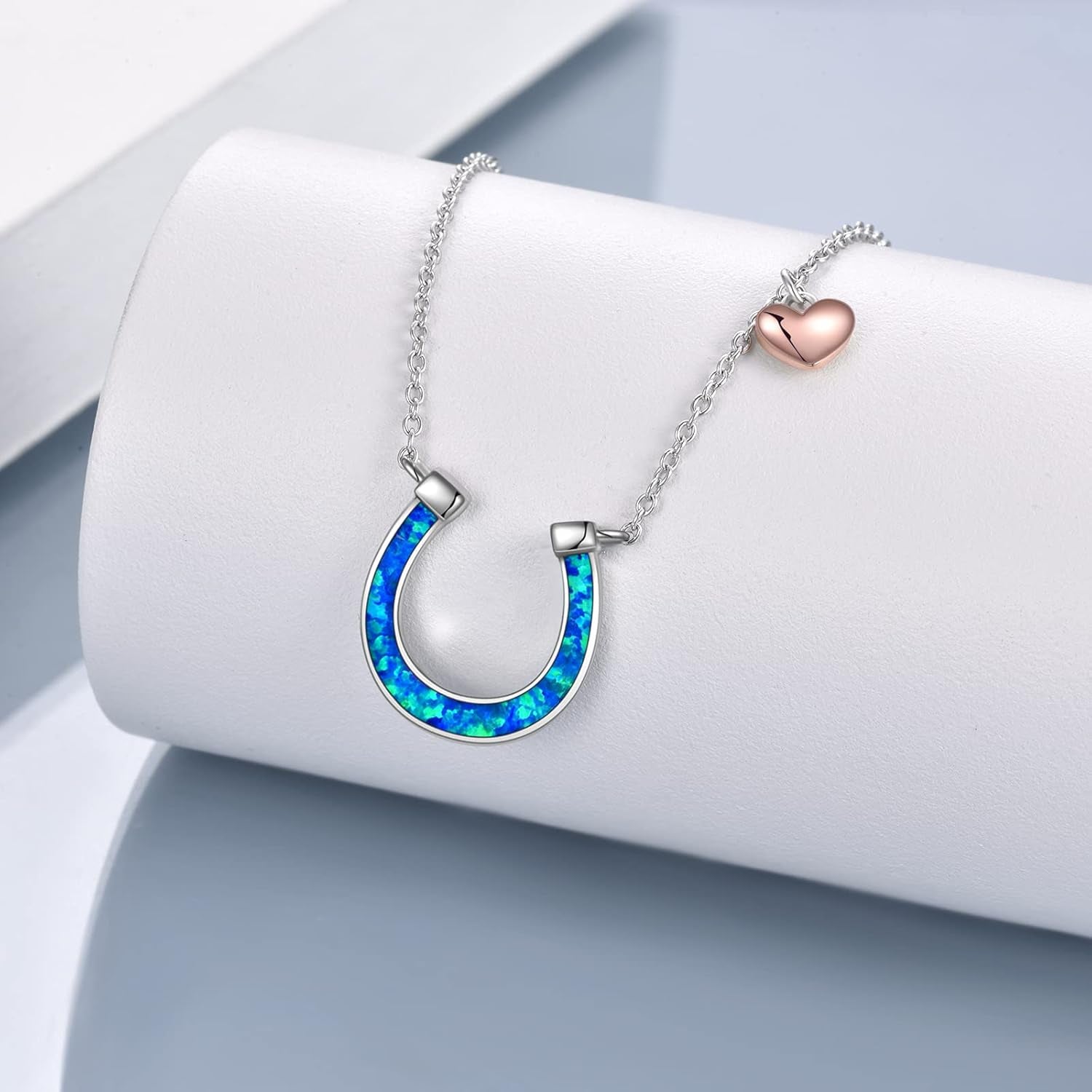 Lucky Horseshoe Necklace – Sterling Silver Horse Pendant Gift for Women