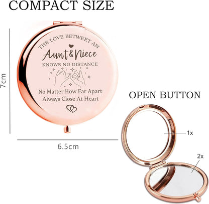 Rose Gold Compact Mirror - Elegant Gift for Aunt & Niece
