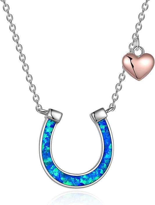 Lucky Horseshoe Necklace – Sterling Silver Horse Pendant Gift for Women